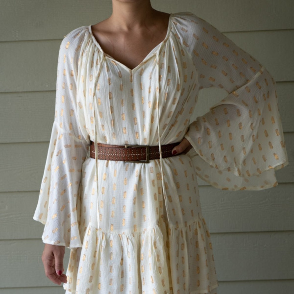 NEW Long Sleeve White Boho Dress